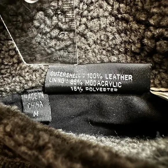 WILSONS B-3 Aviator Reversible Leather Sherpa Flight Bomber Jacket Black Medium - Picture 15 of 16